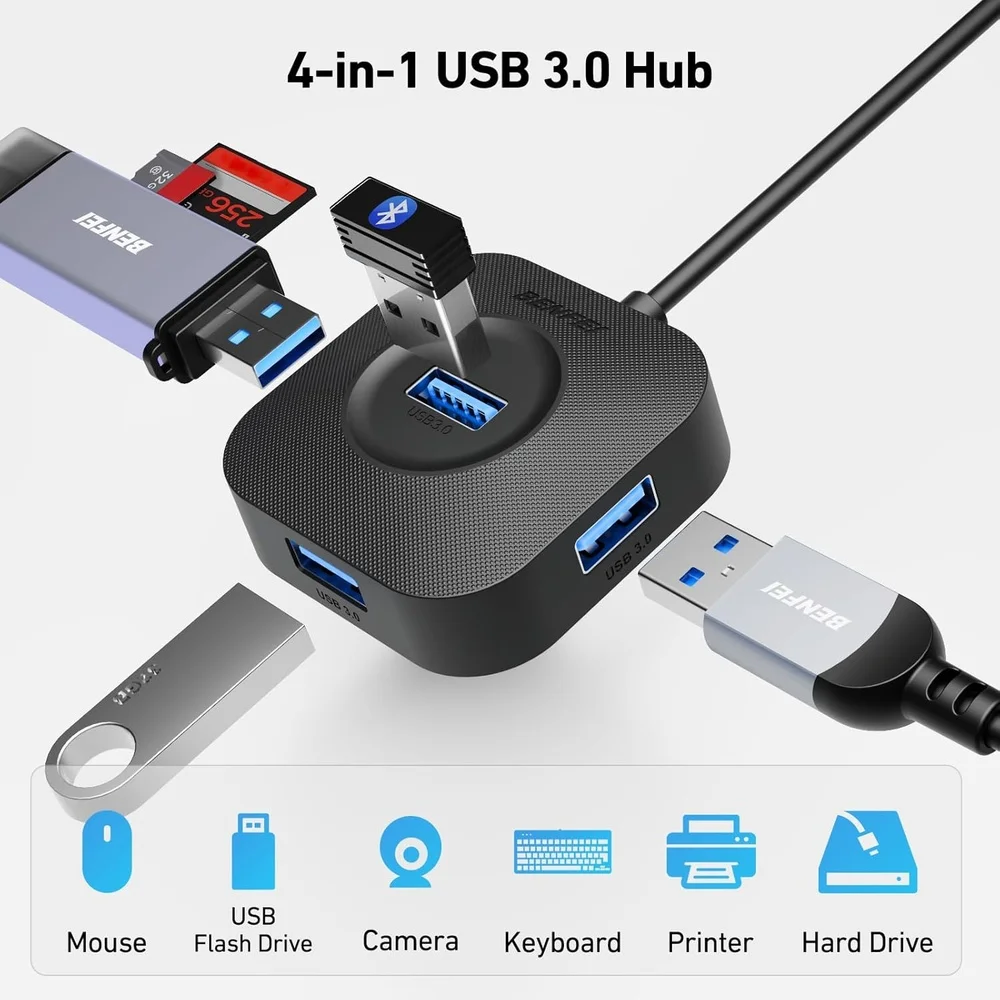 Imagem 5 de 5 do produto Benfei Hub Usb-c P/4 Portas Usb 3.0 5gbps Plug And Play