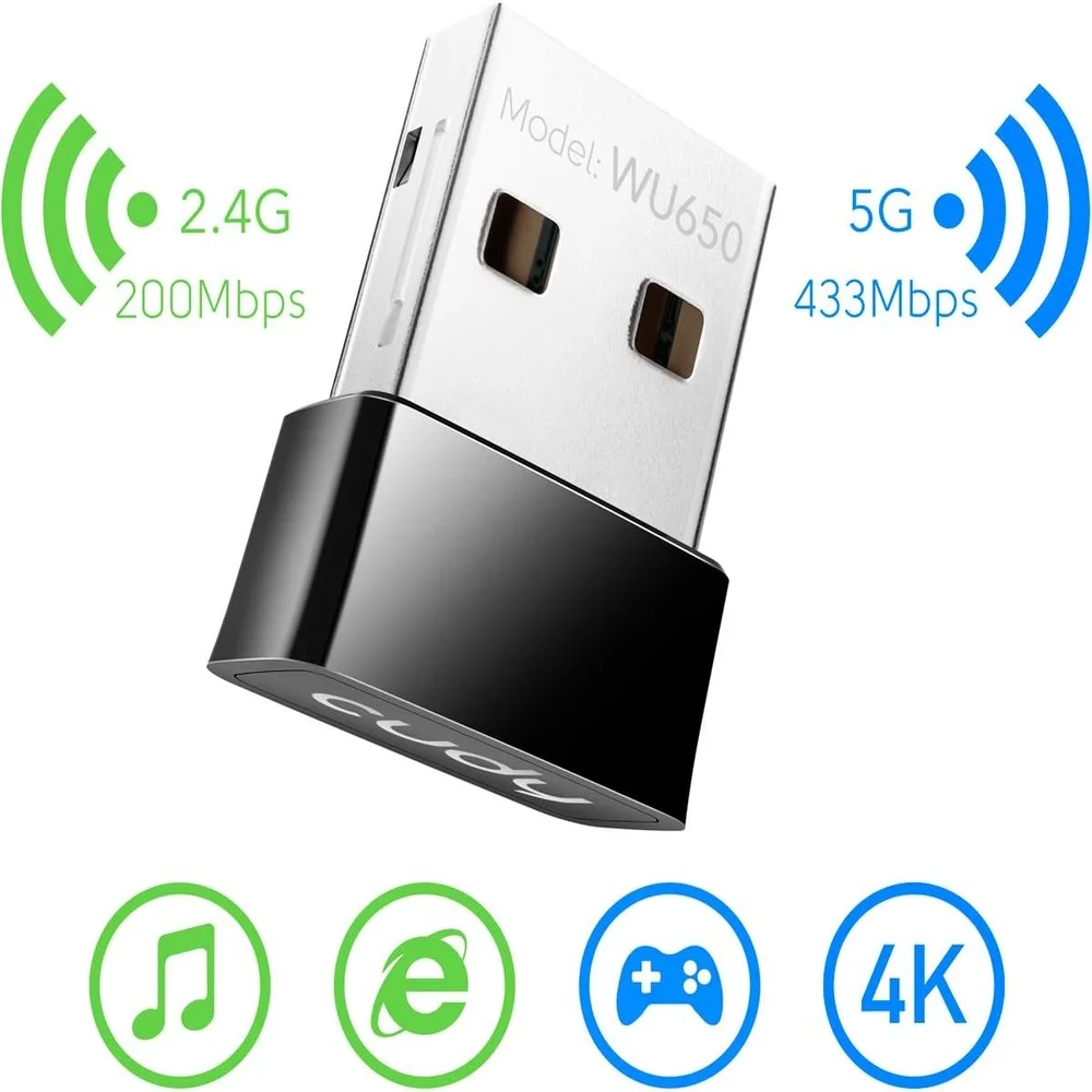 Imagem 5 de 5 do produto Adaptador Wifi Usb Cudy Wu650 650mbps Nano PC Notebook