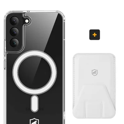 Kit Magsafe - Capa Case Capinha E Carteira Com Kickstand Para Samsung Galaxy S22 - Gshield