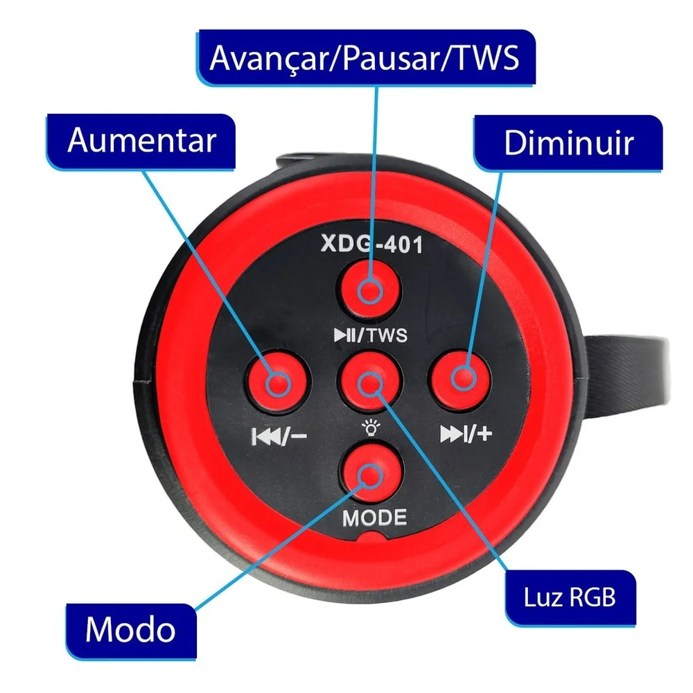 Imagem 3 de 4 do produto Caixa De Som Bluetooth Tws RGB Portátil 8w Xtrad Vermelho