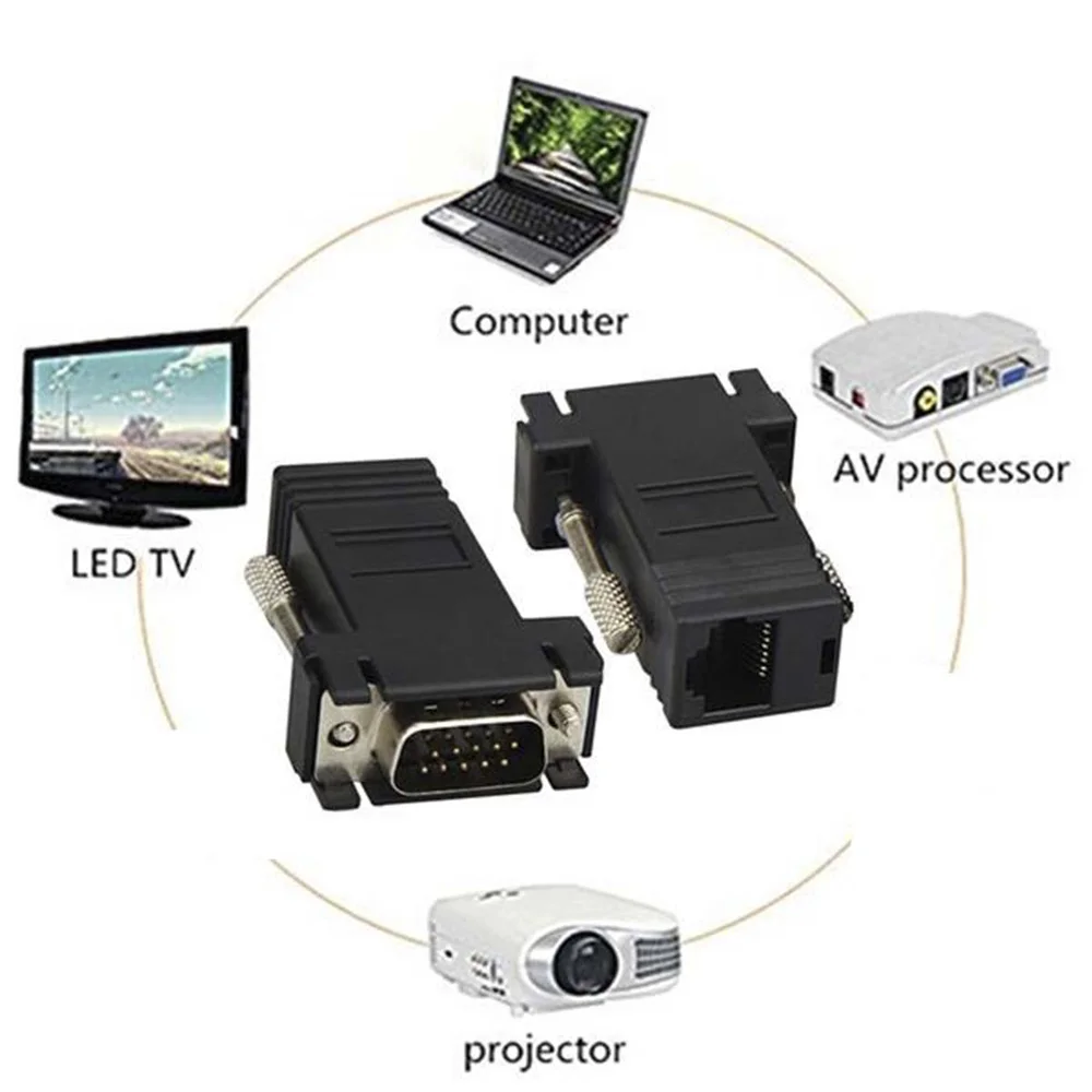 Imagem 2 de 4 do produto Extensor Vga 30 Metros Via Cabo De Rede Cat5e Cat6 Rj45 Par