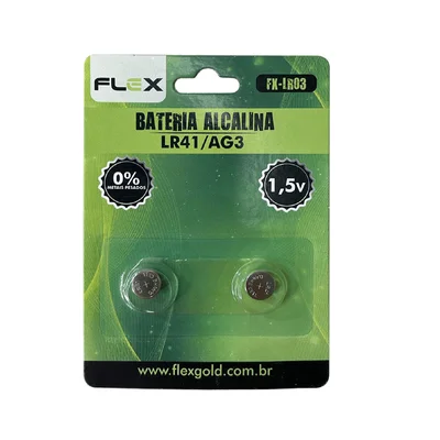 Bateria Botão Lr41 Ag3 1.5v Cartela Com 02 Unidades Fx-lr03