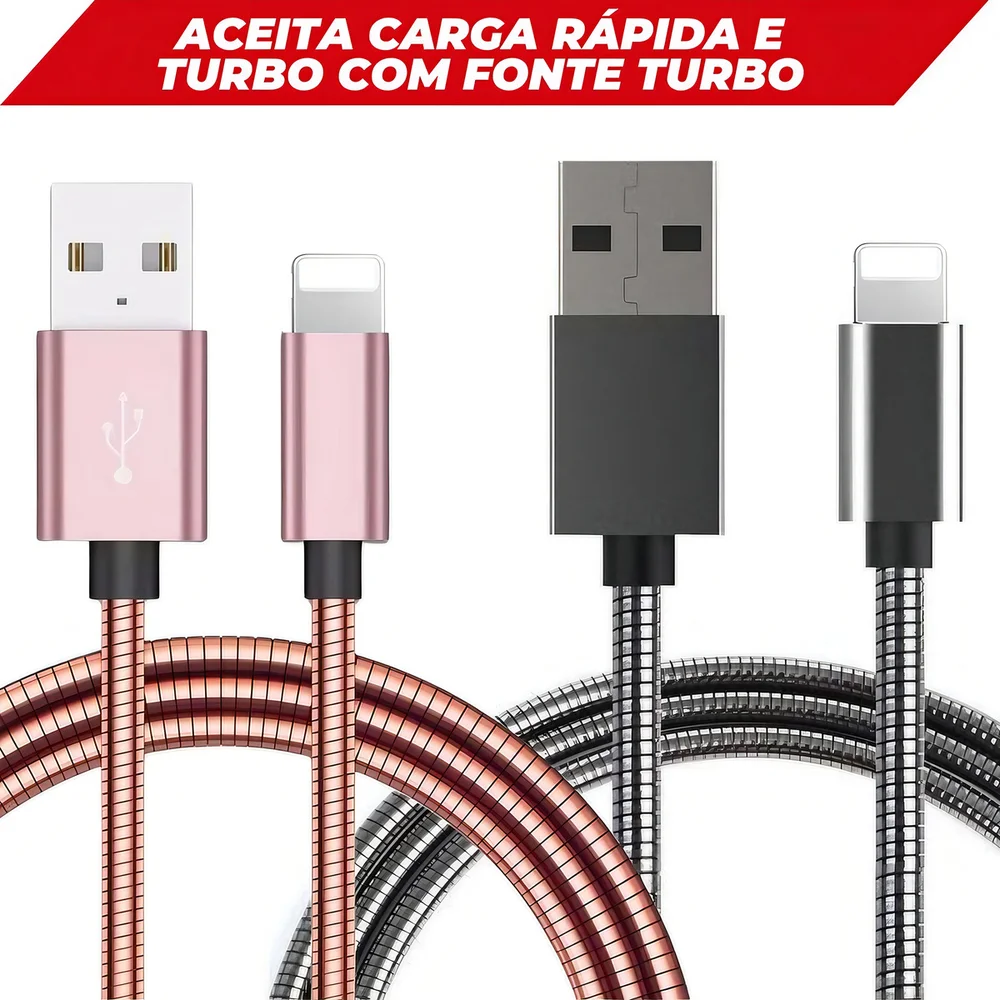 Imagem 3 de 3 do produto Cabo Usb Carregador Dados Metálico Resistente Iphone