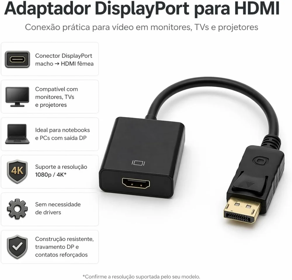 Imagem 2 de 5 do produto Adaptador Up Displayport M X HDMI F 4k
