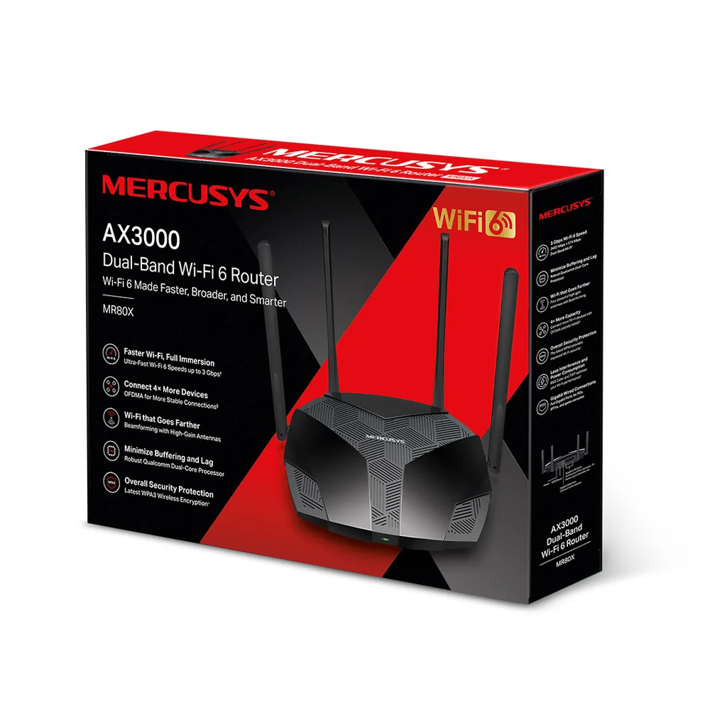 Imagem 3 de 5 do produto Roteador Mercusys Mr80x V4 Easymesh Ax3000 Dual Band 2,4/5ghz - Mr80x