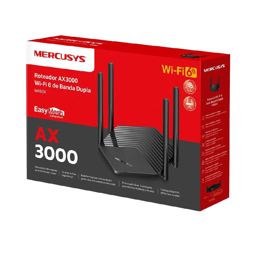 Imagem 4 de 5 do produto Roteador Mercusys Mr80x V4 Easymesh Ax3000 Dual Band 2,4/5ghz - Mr80x