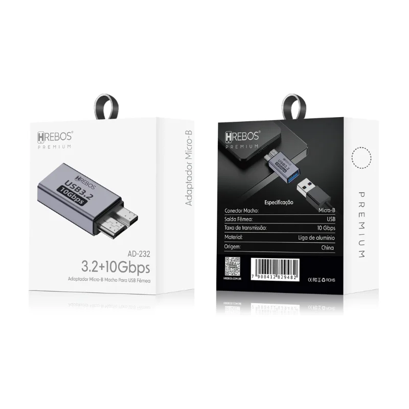 Imagem 4 de 5 do produto Adaptador Micro-b Para Usb Hrebos Ad-232 - 3.2 + 10gbps