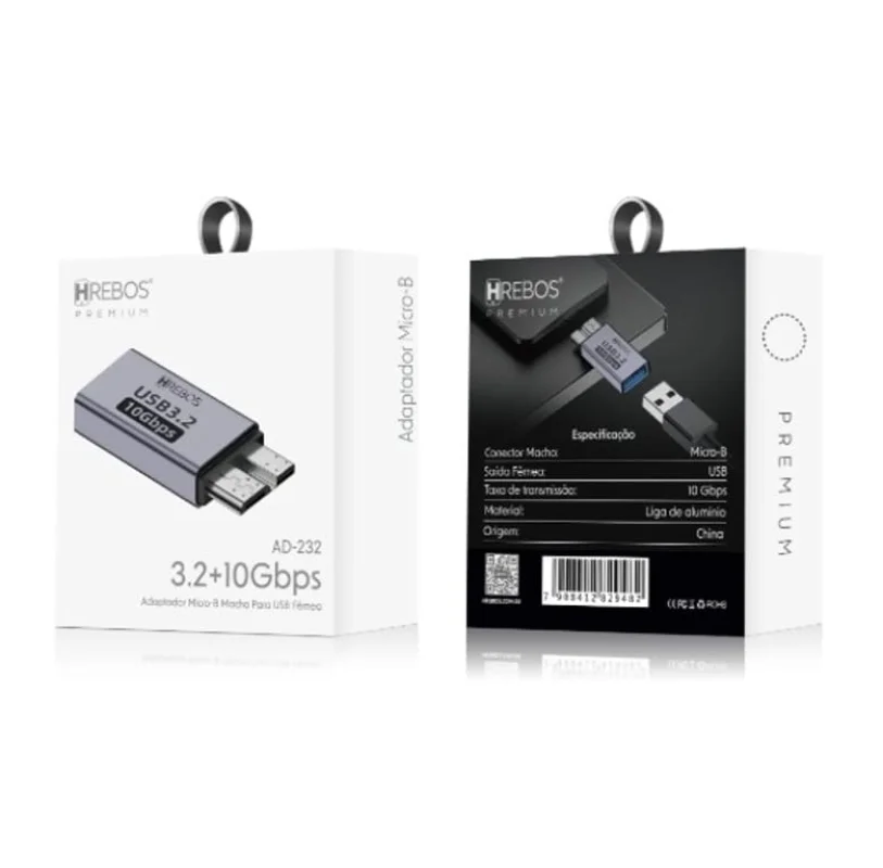 Imagem 5 de 5 do produto Adaptador Micro-b Para Usb Hrebos Ad-232 - 3.2 + 10gbps