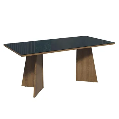 Mesa Para Escritório Diretor Presidente 180cm Tampo De Vidro Rustic-preto 5388 Madesa