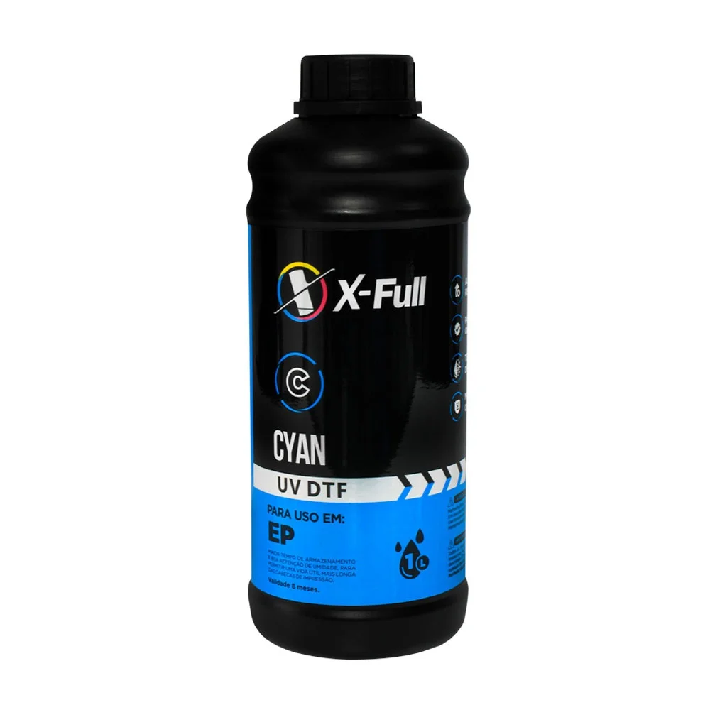 Imagem 3 de 3 do produto Tinta X-full Compativel C/ Universal Uv Dtf Cyan 1 Litro