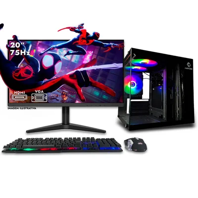 Computador NextPC Gamer Completo Intel Core i7 4ª, GTX 1660 Ti, 16GB, SSD 512GB, Monitor 20", Gabinete Aquario