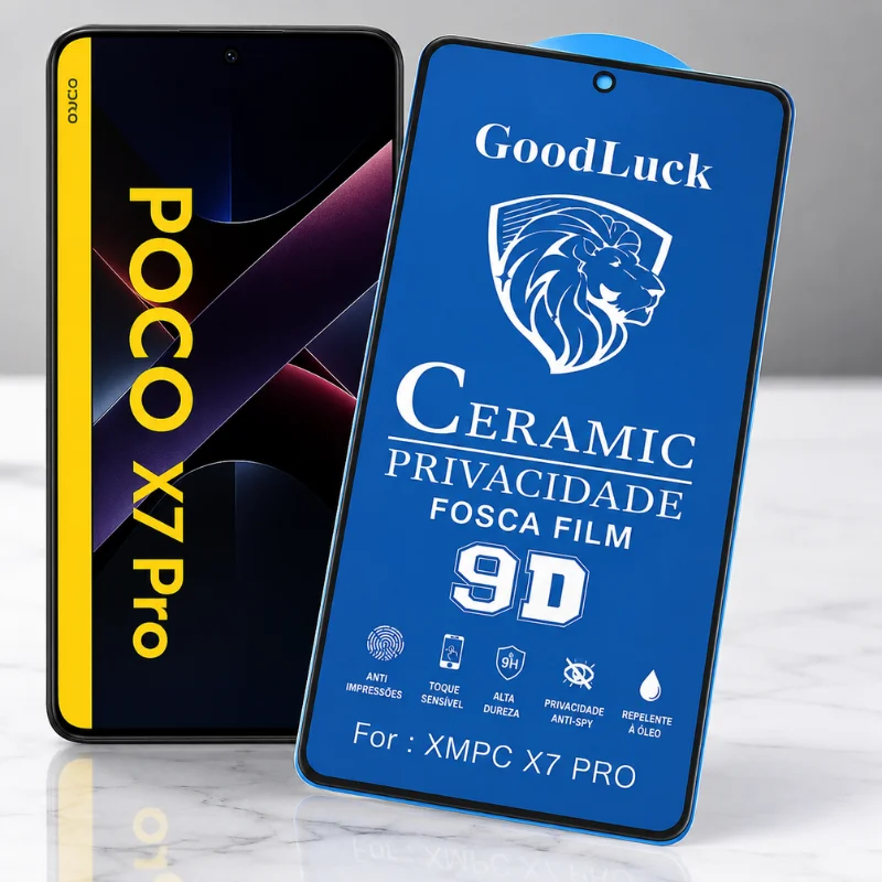 Imagem 3 de 5 do produto Película Cerâmica Fosca Privacidade Compatível Com Xiaomi Poco X7 Pro – Proteção Premium Anti Spy
