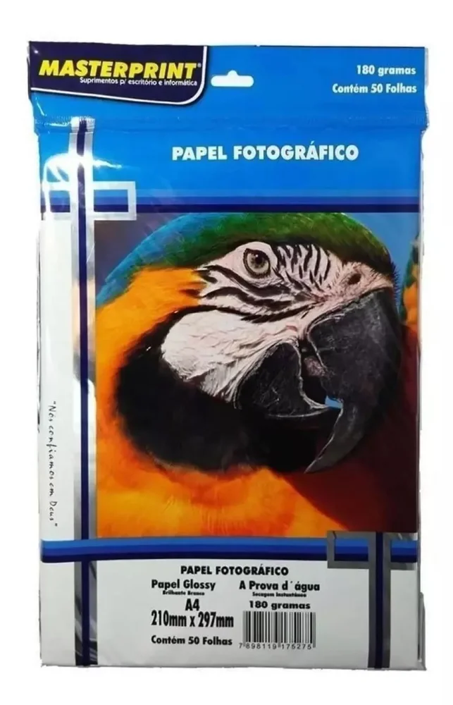 Imagem 5 de 5 do produto Papel Foto Glossy, Brilhante Branco 180g A4, Pacote C/ 50 Folhas, Masterprint - 302010004