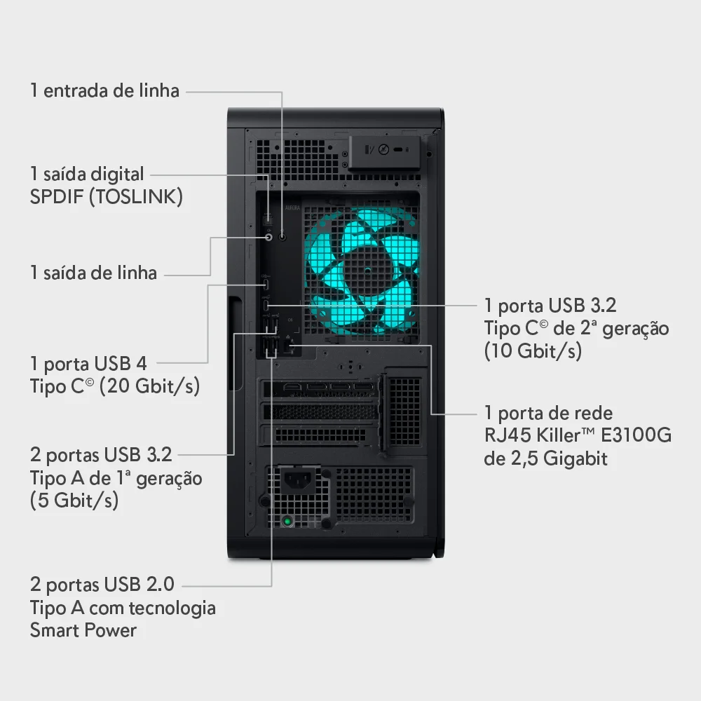 Desktop Dell Alienware Aurora Intel Core Ultra 9 RTX 5070 32gb 1TB SSD WINDOWS 11 Aw-u9285k-m20p - view 6
