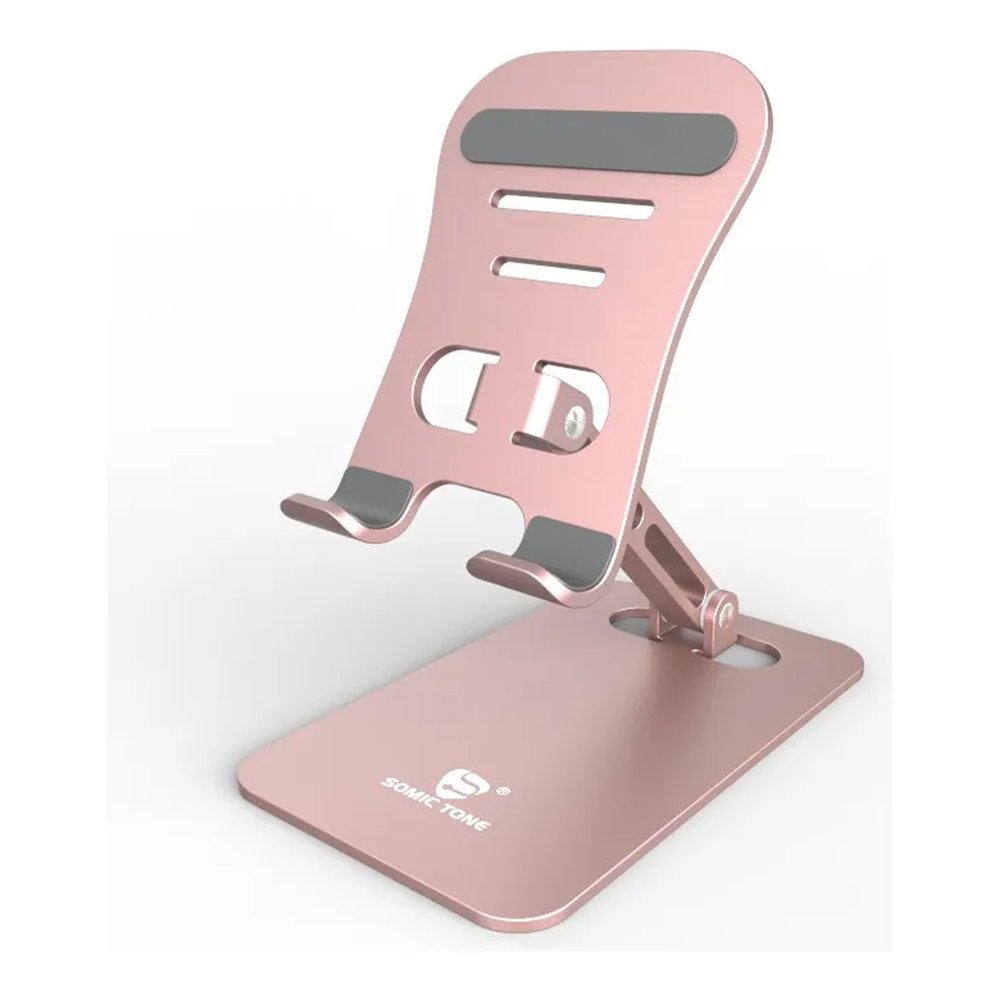Suporte De Mesa Para Celular E Tablet Somic Tone Em Alumínio Rosê