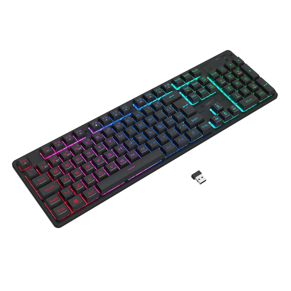 Imagem 2 de 5 do produto Teclado Membrana Redragon Netherbane Pro RGB S/ Fio Usb Bt