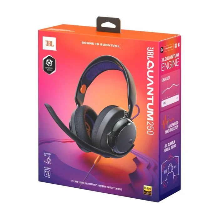 Imagem 3 de 5 do produto Headset Gamer Jbl Quantum 250 Drivers 50mm 3.5mm C/ Microfone Preto - Qtum250blk