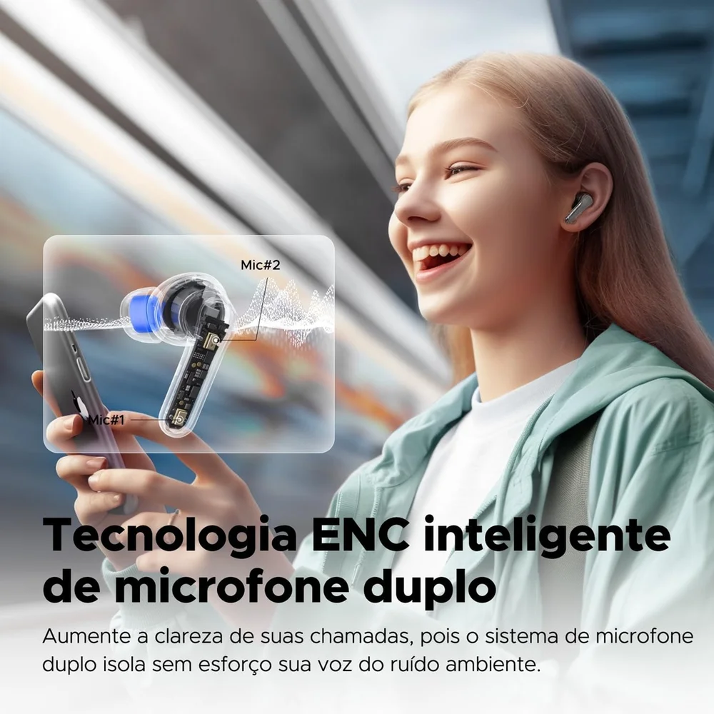 Imagem 2 de 5 do produto Fone De Ouvido Soundpeats Clear, Cancelamento De Ruído Ativo, Microfone Duplo Com Enc, Modo De Jogo