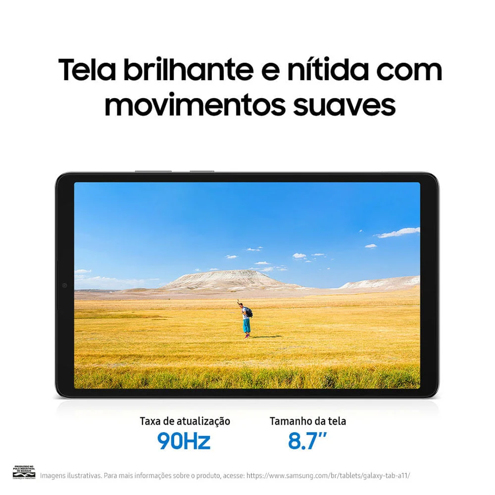 Galaxy Tab A11, 64gb, 4gb Ram, Tela De 8.7”, Bateria 5.100mah, Câmera Frontal 5mp, Câmera Traseira 8mp, Wifi Prata
