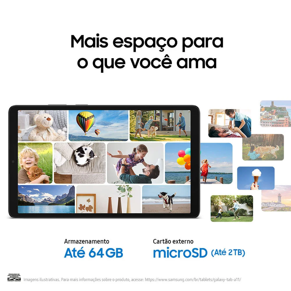 Galaxy Tab A11, 64gb, 4gb Ram, Tela De 8.7”, Bateria 5.100mah, Câmera Frontal 5mp, Câmera Traseira 8mp, Wifi Prata