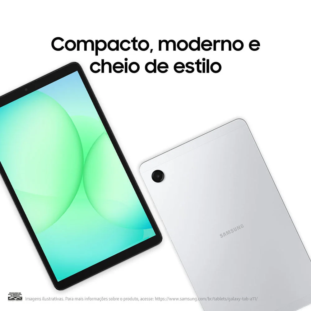 Galaxy Tab A11, 64gb, 4gb Ram, Tela De 8.7”, Bateria 5.100mah, Câmera Frontal 5mp, Câmera Traseira 8mp, Wifi Prata