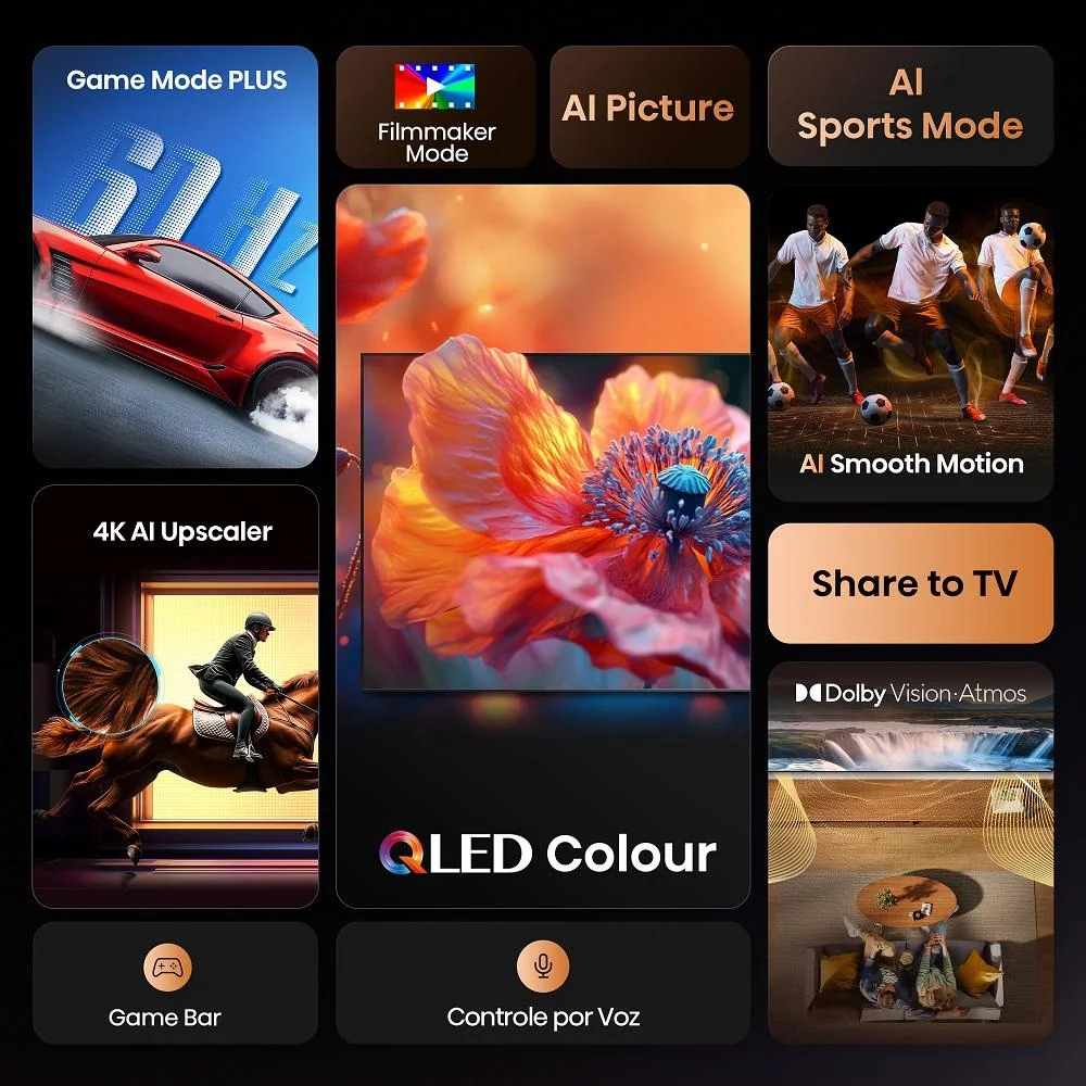 Smart Tv Hisense QLED 4k 55" 55q6qv Com Processador Ai Dolby Vision Hdr10+ Hlg Filmmaker Mode... 8