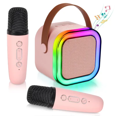 Karaoke Machine For Kids Adults, Karaoke Machine With 2 Wireless Microphone, Portable Bluetooth Karaoke Speaker With Col