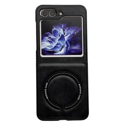 Capa Protetora em Corino Compatível com Magsafe Samsung Galaxy Z Flip 5 – Proteção Premium e Design Elegante Cor: Preto