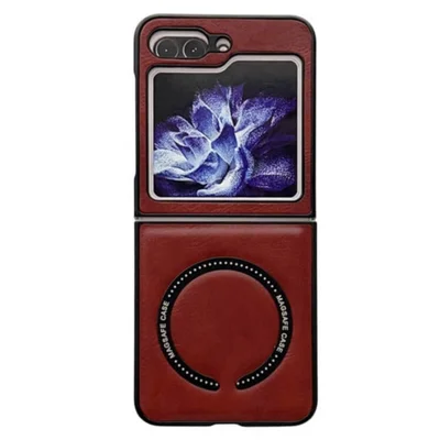 Capa Protetora em Corino Compatível com Magsafe Samsung Galaxy Z Flip 5 – Proteção Premium e Design Elegante Cor: Vermelho