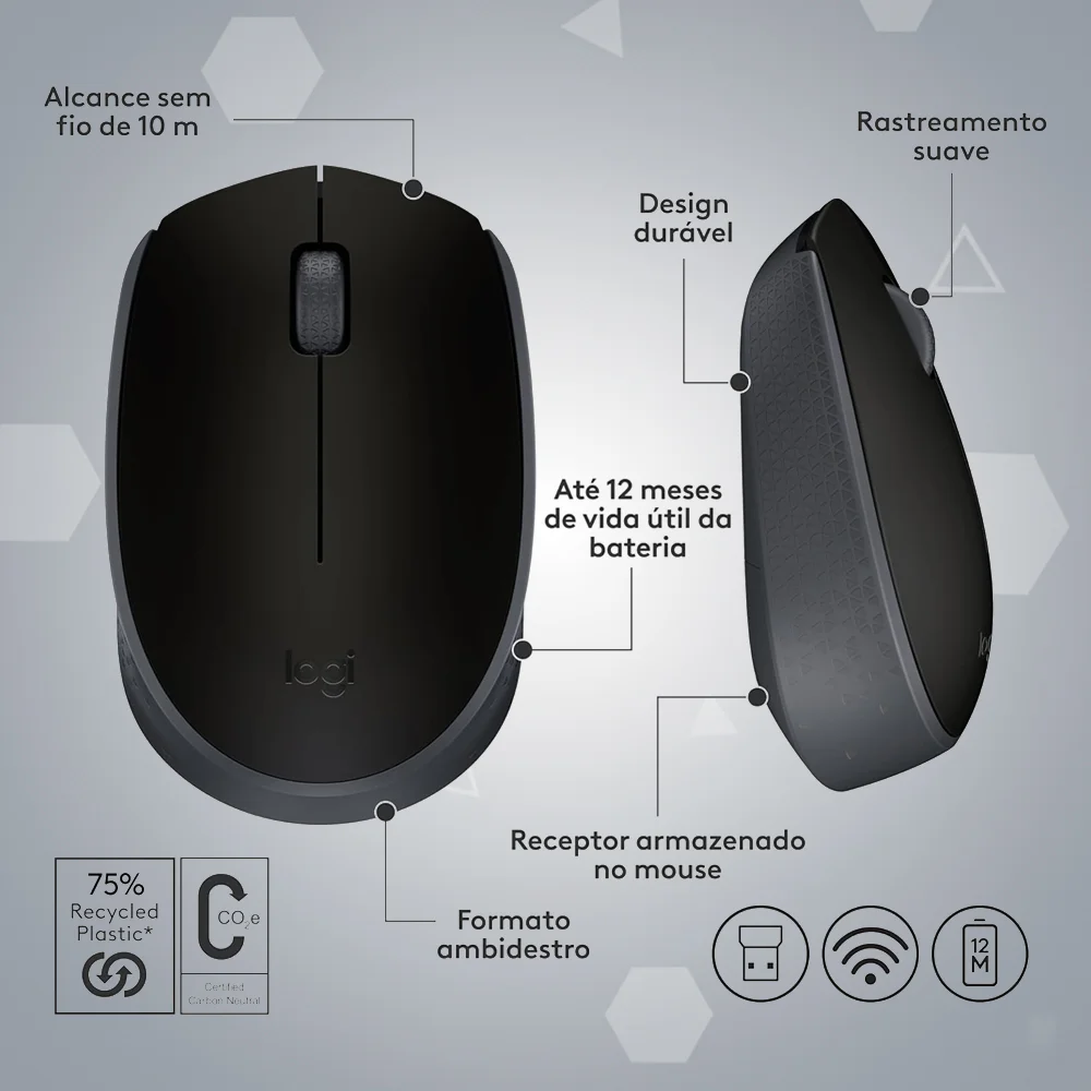 Imagem 4 de 5 do produto Mouse Sem Fio Mpower 2.4ghz Usb Preto Ergonômico