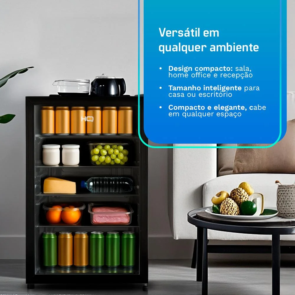Imagem 3 de 5 do produto Frigobar Expositor Vertical Hq Vidro Duplo 130 Litros Preto Hq-130fbpvl