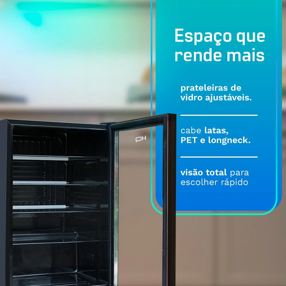 Imagem 5 de 5 do produto Frigobar Expositor Vertical Hq Vidro Duplo 130 Litros Preto Hq-130fbpvl