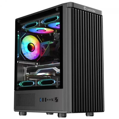 Gabinete Gamer Hayom Gb1727, Mid Tower, Lateral Em Vidro, M-atx, Com 3 Fans, Sem Fonte, Preto