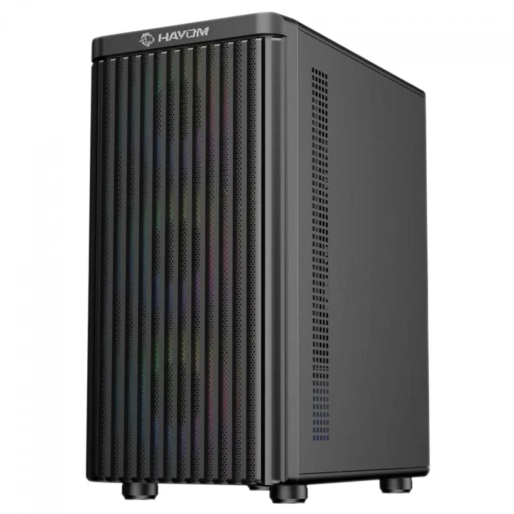 Imagem 3 de 5 do produto Gabinete Gamer Hayom Gb1727, Mid Tower, Lateral Em Vidro, M-atx, Com 3 Fans, Sem Fonte, Preto
