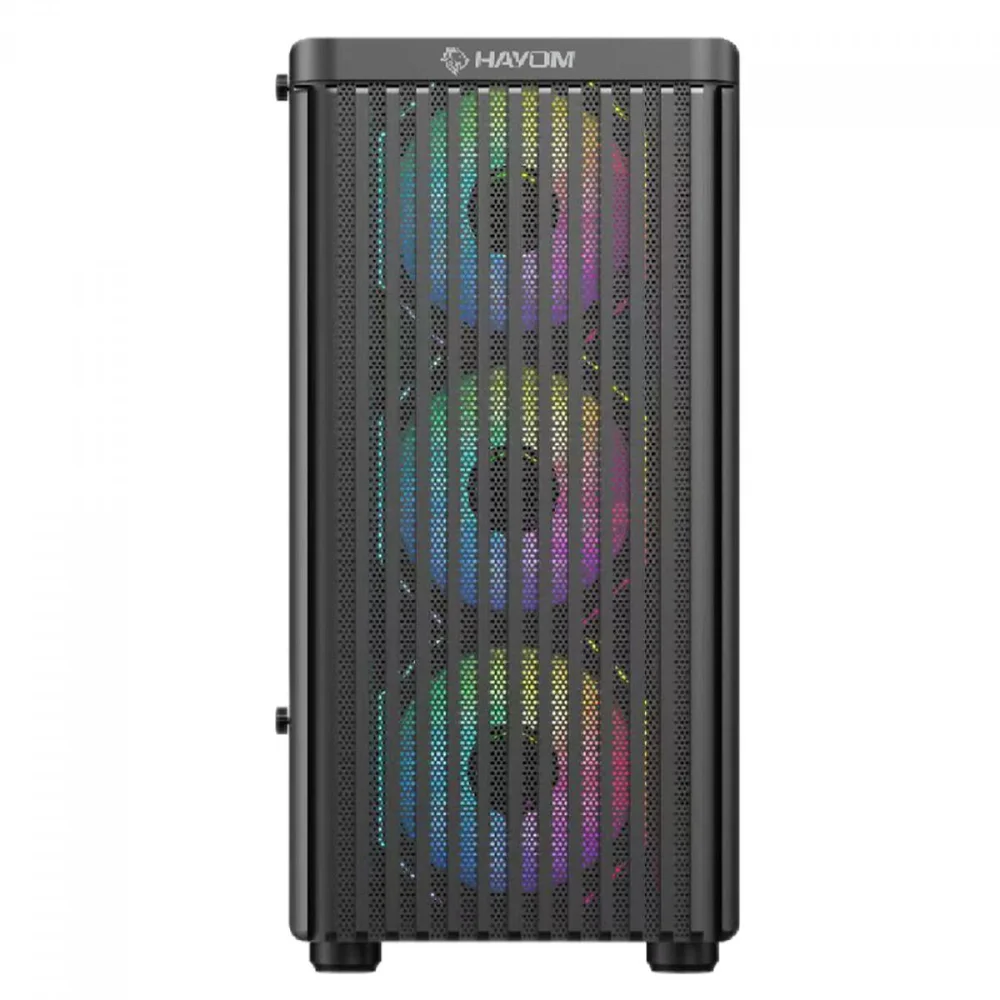 Imagem 5 de 5 do produto Gabinete Gamer Hayom Gb1727, Mid Tower, Lateral Em Vidro, M-atx, Com 3 Fans, Sem Fonte, Preto