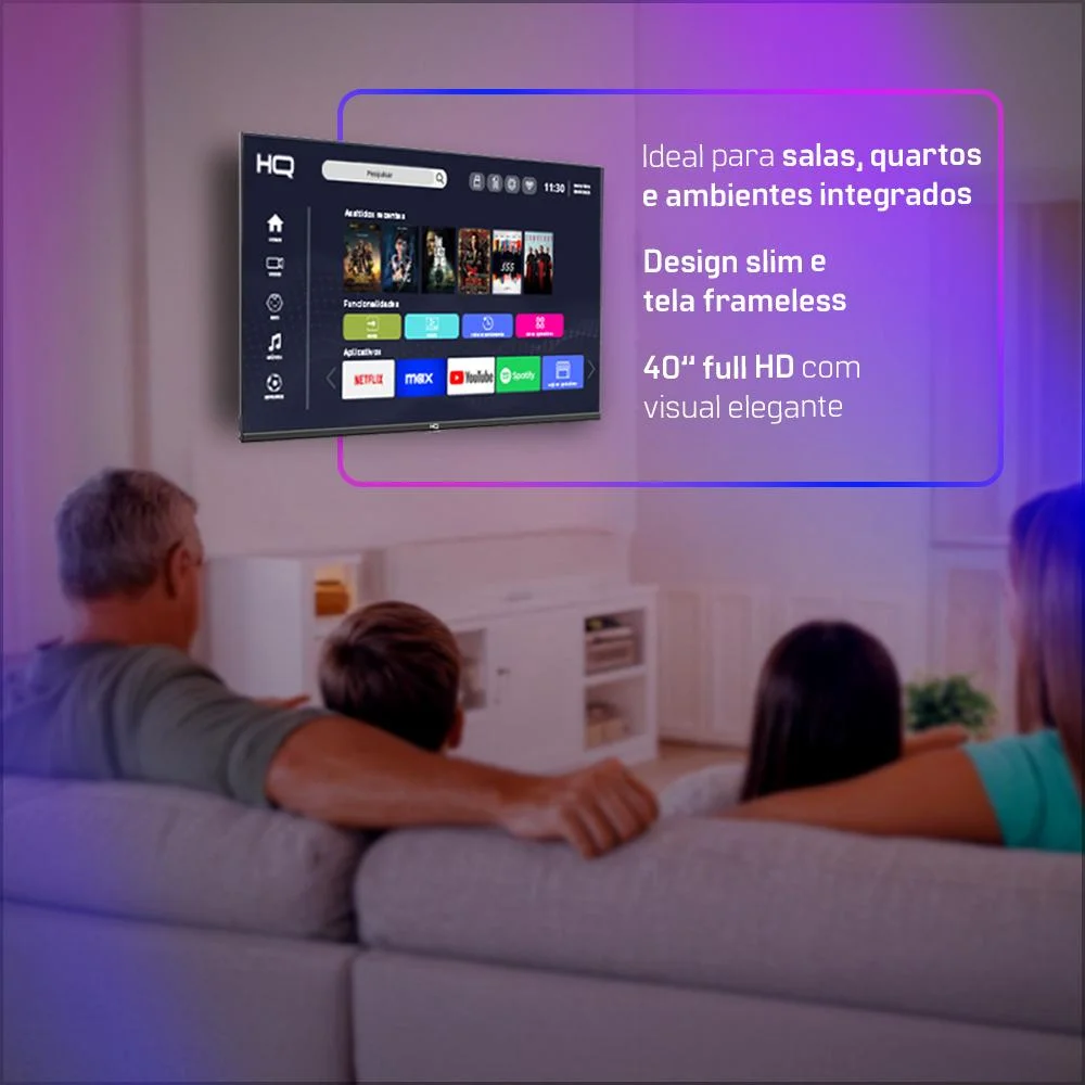 Smart Tv Hq 40"" Full Hd Tela Sem Bordas Android 12 Design Slim Hqs40nkhm - view 8