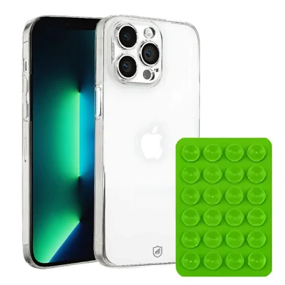 Kit Capa Crystal Slim Para Iphone 13 Pro Max +  Ventosa - Verde - Gshield