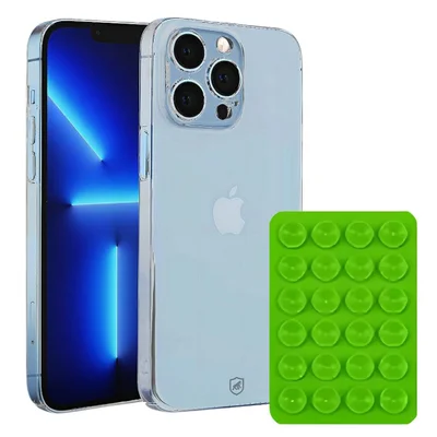 Kit Capa Crystal Slim Para Iphone 13 Pro +  Ventosa - Verde - Gshield