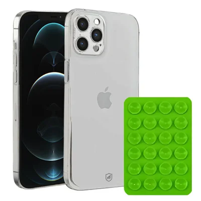 Kit Capa Crystal Slim Para Iphone 12 Pro Max +  Ventosa - Verde - Gshield