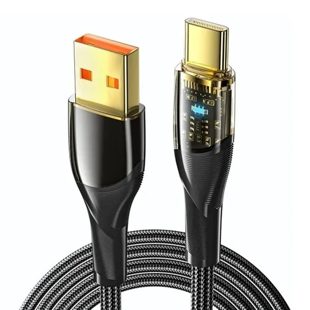 Cabo Usb-c Essager 100w 7a Turbo Fast Charge 2 Metros Nylon Trançado Preto