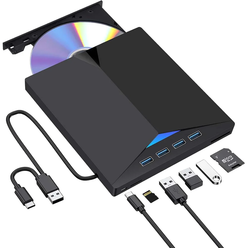 Leitor Gravador Cd Dvd Externo Usb 3.0 Usb C Hub Usb 4 Portas
