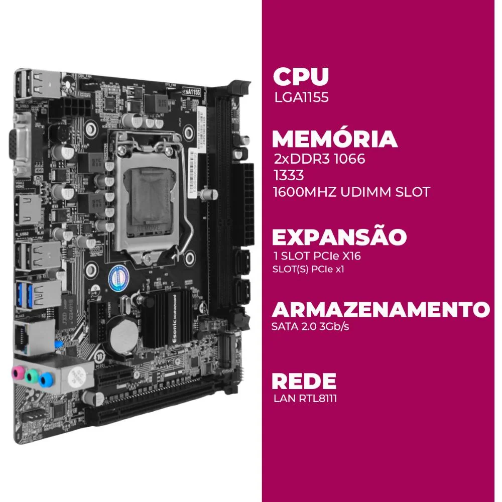 Placa Mãe Micro-atx Intel B75 LGA 1155 Ddr3 Montagem PC Desktop Upgrade 7