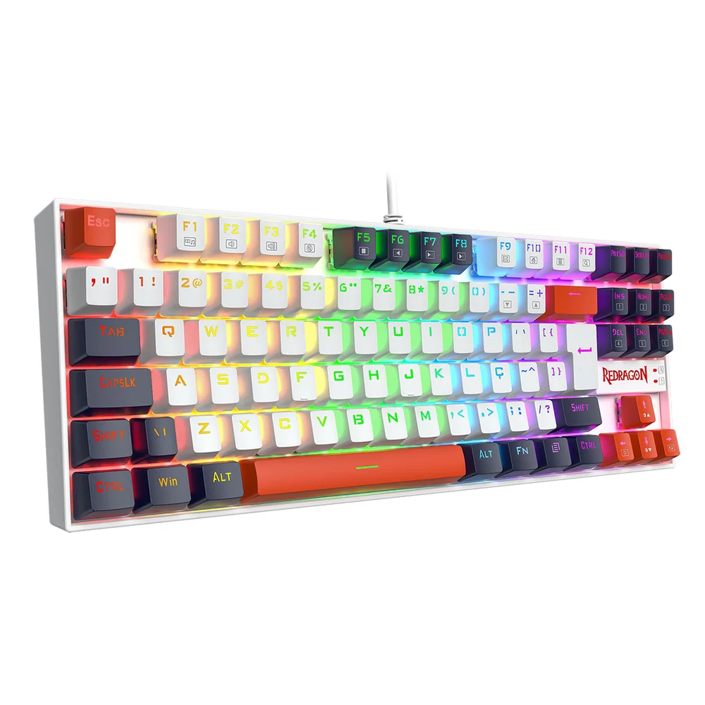 Imagem 3 de 5 do produto Teclado Mecanico Usb Gamer Kumara RGB Switch Dust-proof Brown Redragon K552wlr-RGB Branco, Preto E Vermelho