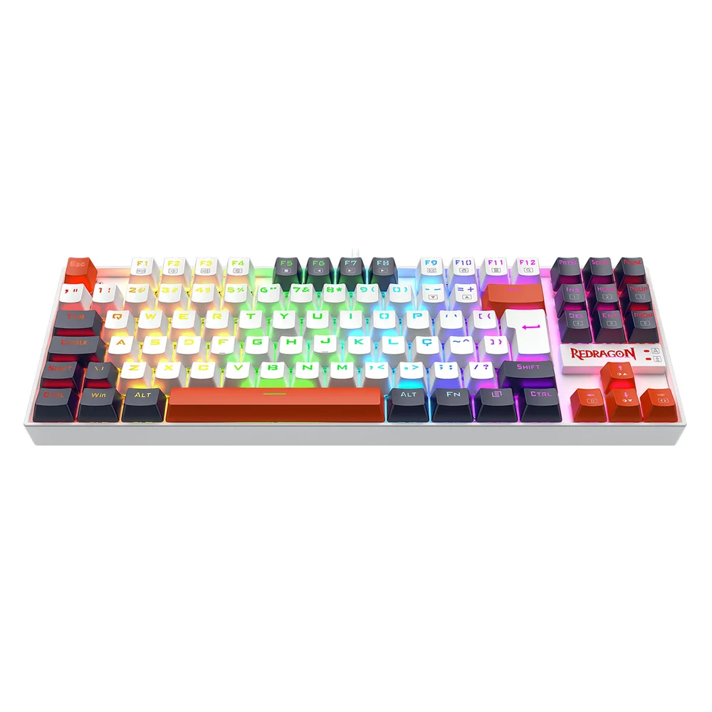 Imagem 5 de 5 do produto Teclado Mecanico Usb Gamer Kumara RGB Switch Dust-proof Brown Redragon K552wlr-RGB Branco, Preto E Vermelho