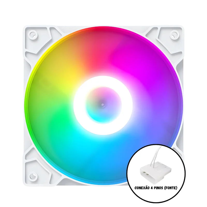 Cooler Fan Snaker Shadow LED ARGB 120mm Silencioso PC Branco 8