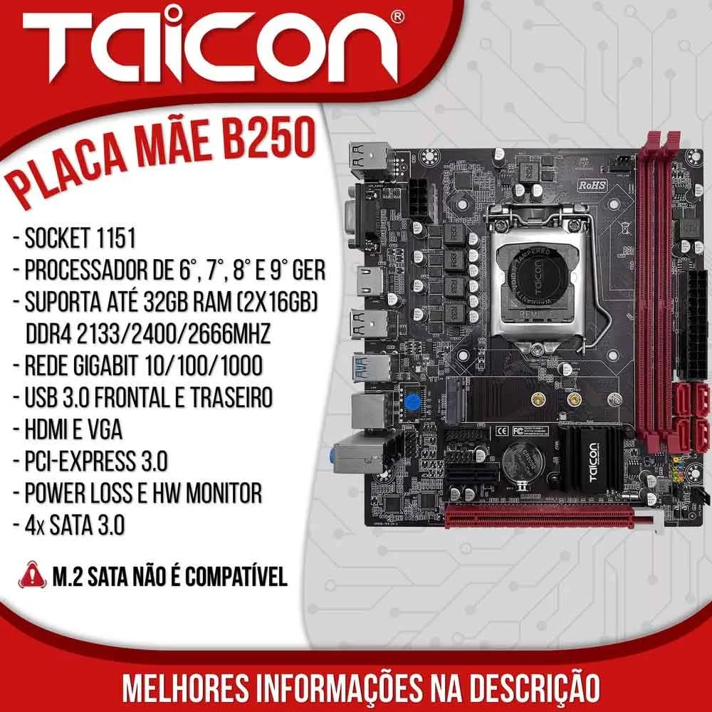 Imagem 5 de 5 do produto Mother Vxpro B250 Ddr4 Usb 3.0 Vga/hdmi - Vxmbb250
