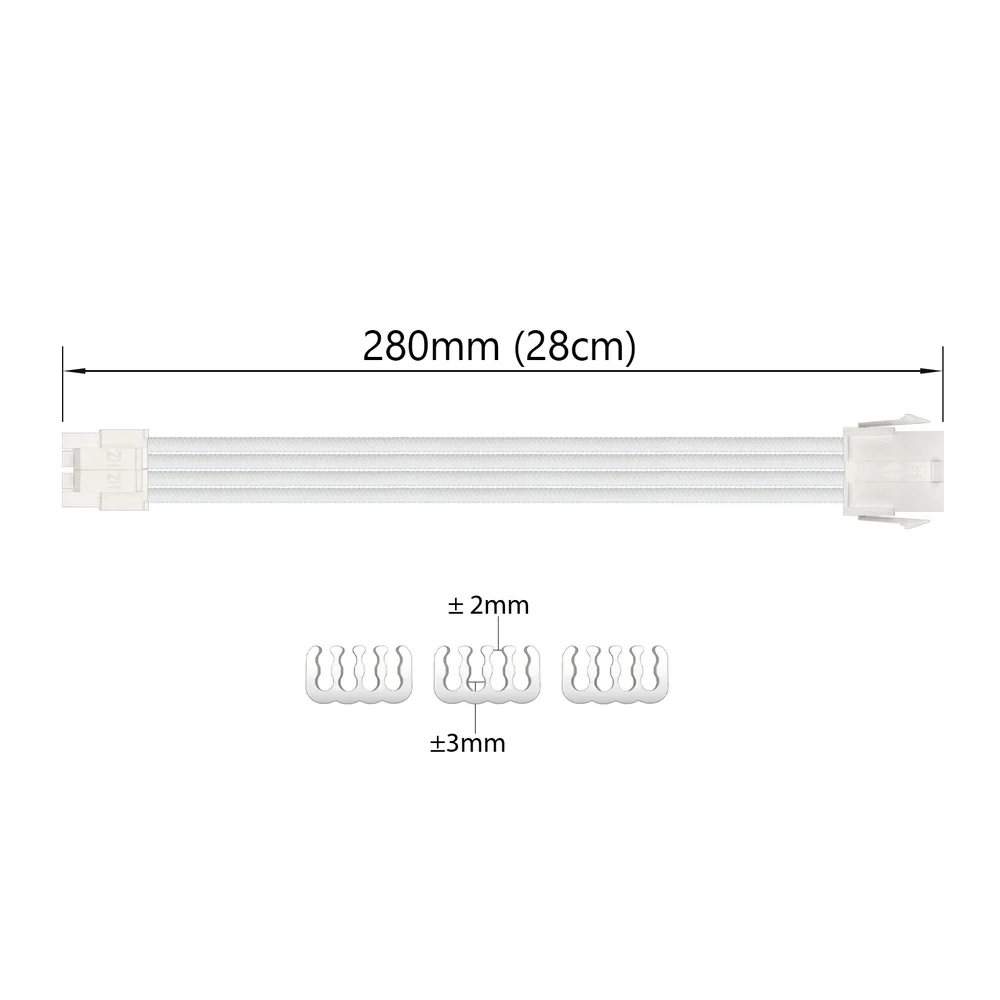 Imagem 2 de 5 do produto Cabo De Alimentação da Placa-Mãe (CPU) 4+4 = 8 Pinos, Extensor Sleeved EPS da Fonte, 285mm, Full White