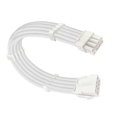 Cabo Extensor para Placa de Vídeo 6+2 = 8 Pinos, Sleeved, Full White, 285mm, Extensão Cabo da Fonte para GPU