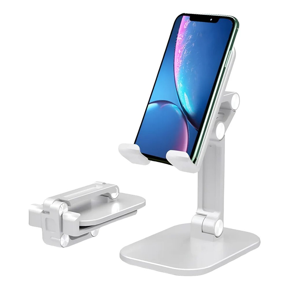 Suporte Articulável Para Celular E Tablet Com Base Larga E Revestimento Em Silicone Ajustável E Antiderrapante