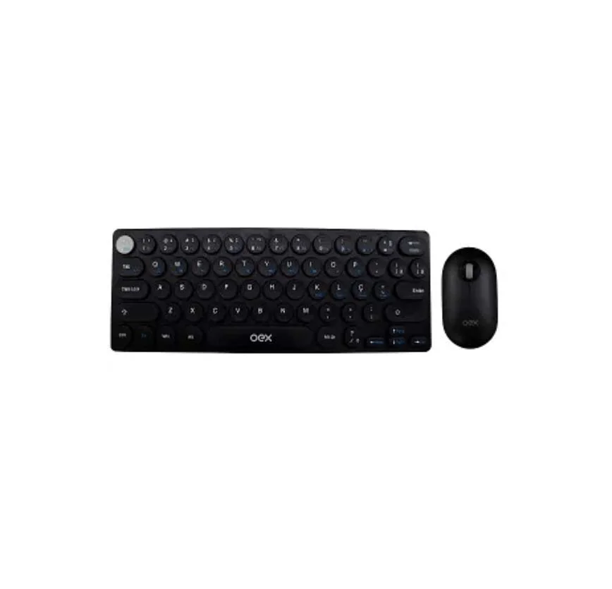 Imagem 5 de 5 do produto Kit Teclado E Mouse Sem Fio Preto Retro Oex Slim Pop Silent